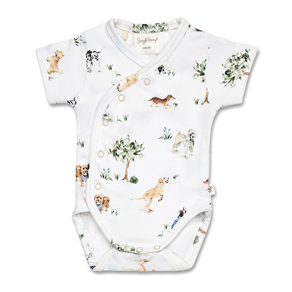 Dog Park Short Sleeve Organic Kimono Bodysuit - View 2