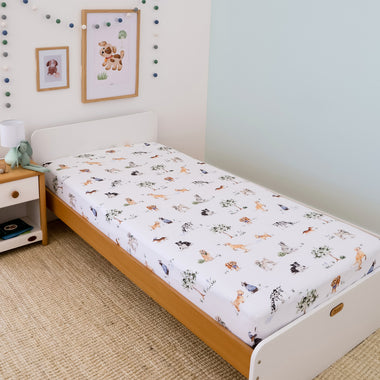 Dog Park Organic Cotton Fitted Sheet | Snuggle Hunny