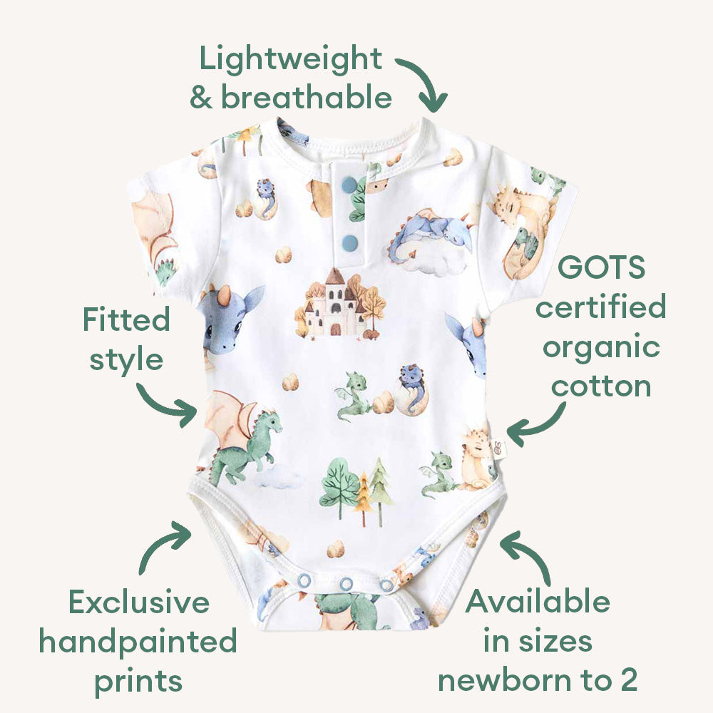Dragon Short Sleeve Organic Bodysuit - View 4