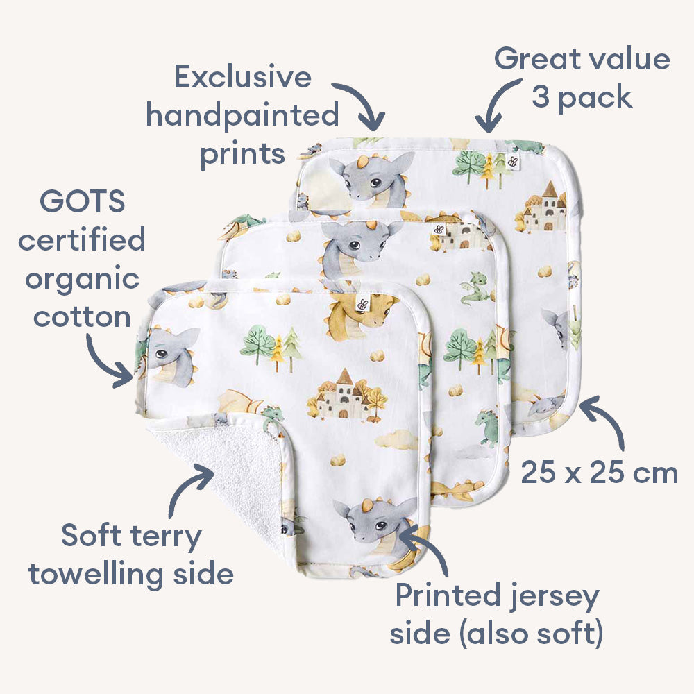 Dragon Organic Wash Cloths - 3 Pack - View 2
