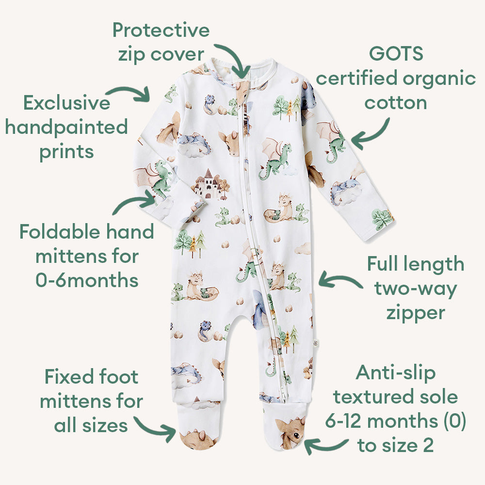 Dragon Organic Snuggle Sleepsuit Zip Footie - View 4