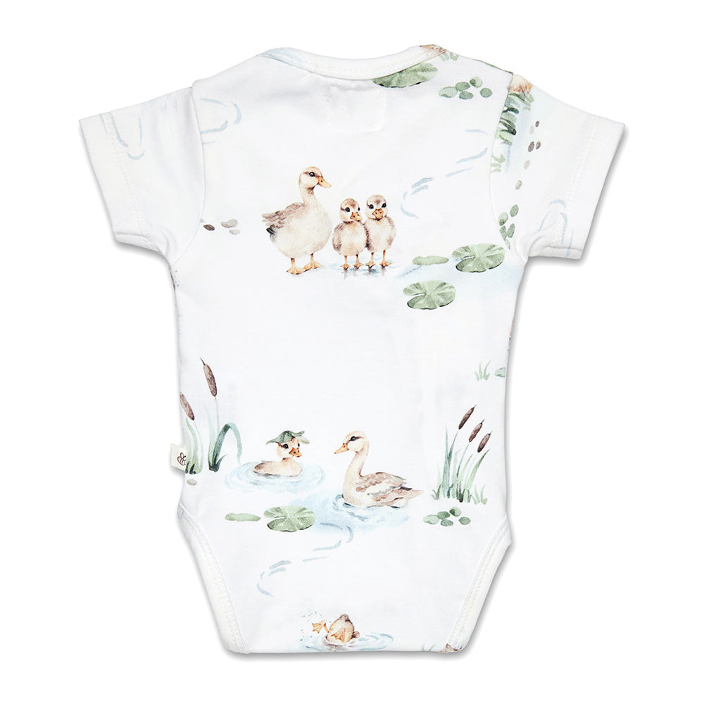 Duck Pond Short Sleeve Organic Kimono Bodysuit - View 8