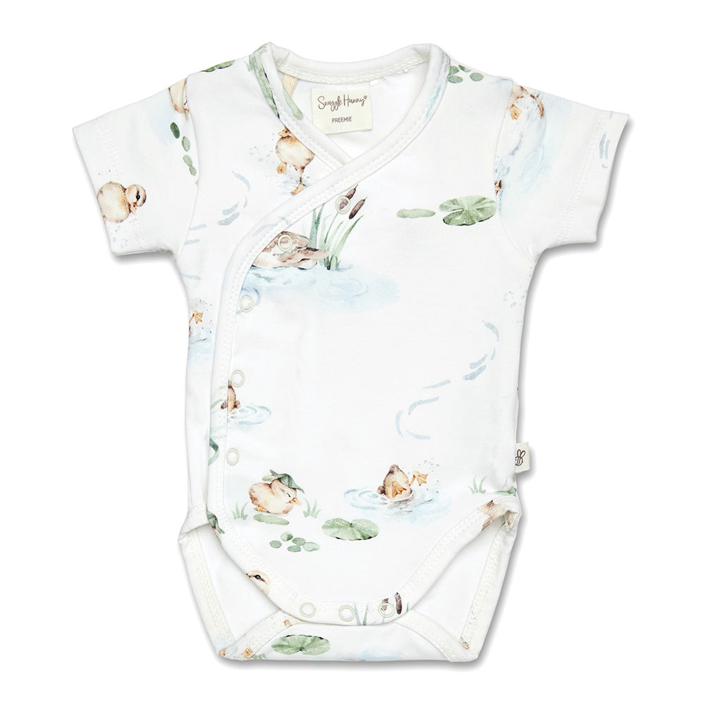 Duck Pond Short Sleeve Organic Kimono Bodysuit - View 2