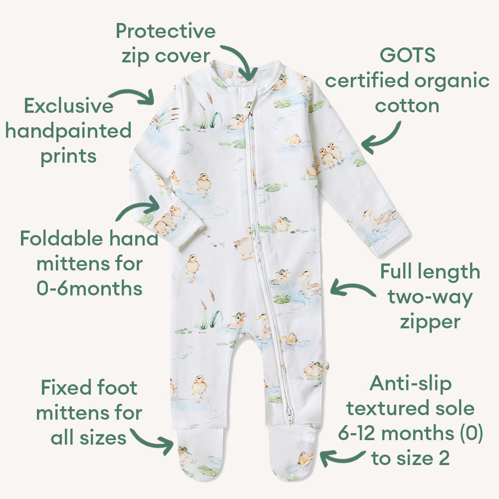 Duck Pond Organic Snuggle Sleepsuit Zip Footie - View 4