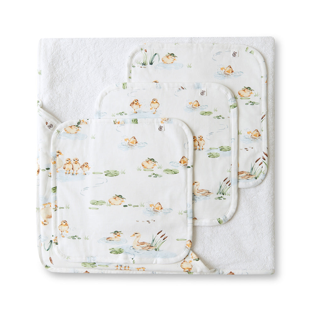 Duck Pond Organic Baby Towel & Wash Cloth Set - View 1