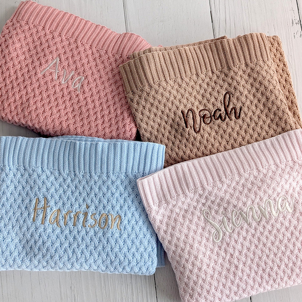 Bronze Diamond Knit Organic Baby Blanket - View 6