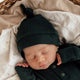 Emerald Ribbed Organic Knotted Beanie - Thumbnail 1