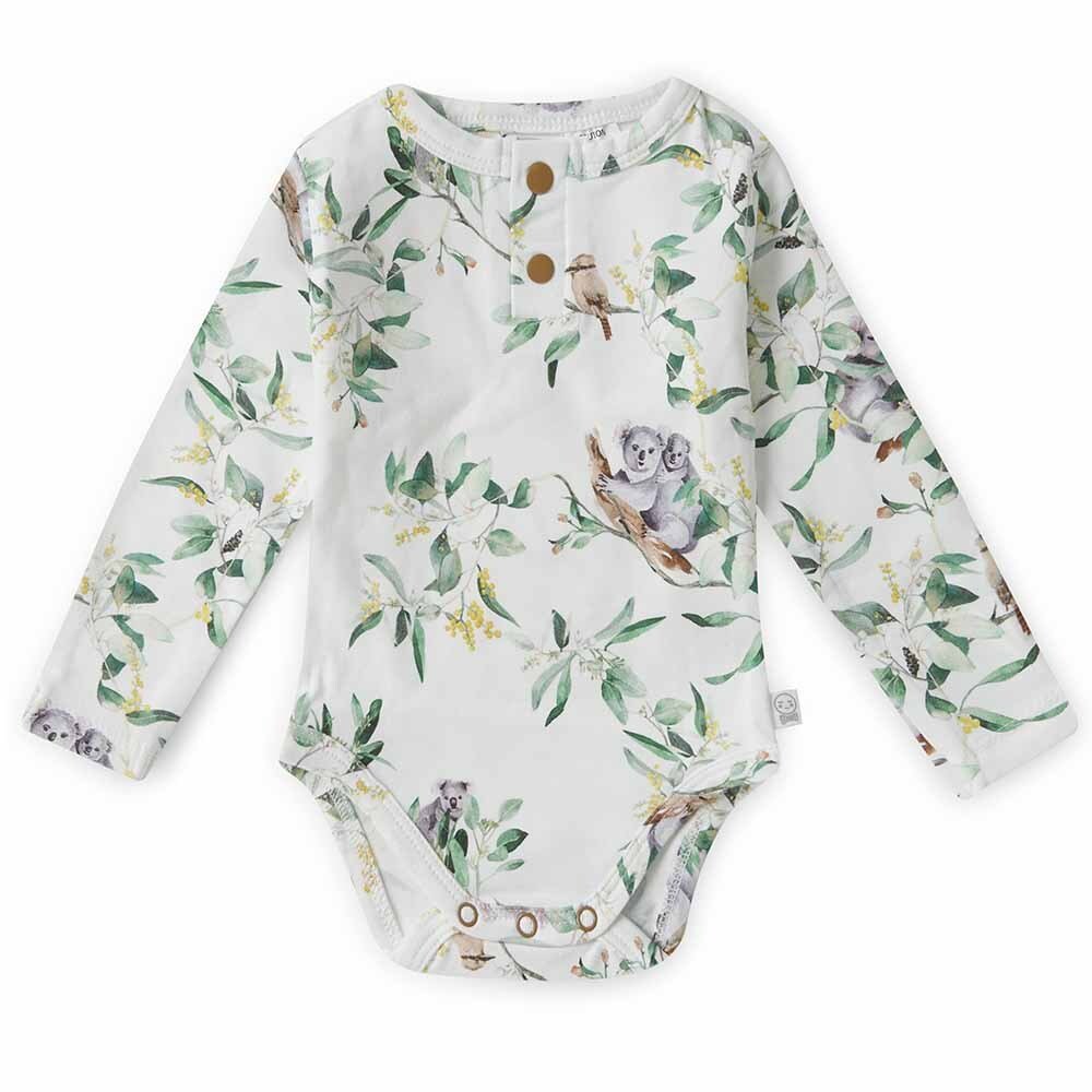Eucalypt Long Sleeve Organic Baby Bodysuit | Snuggle Hunny