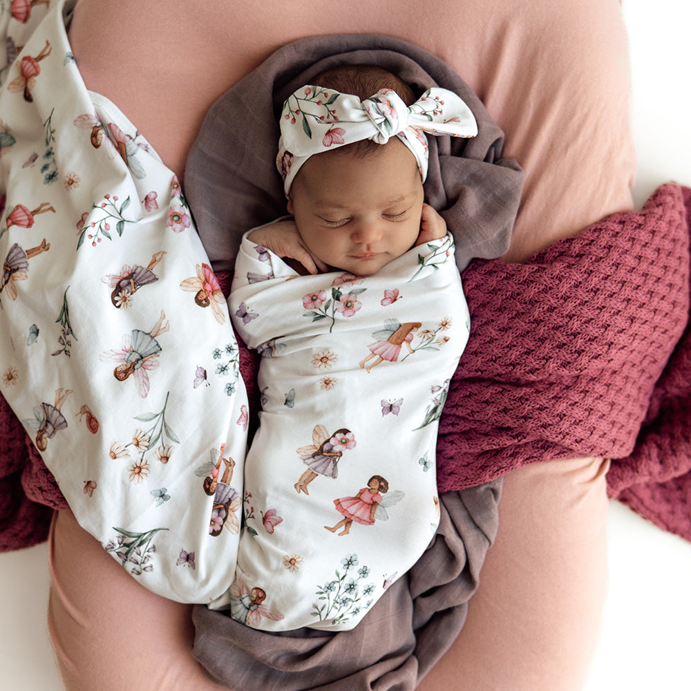 Fairy Garden Organic Jersey Wrap & Topknot Set - View 4