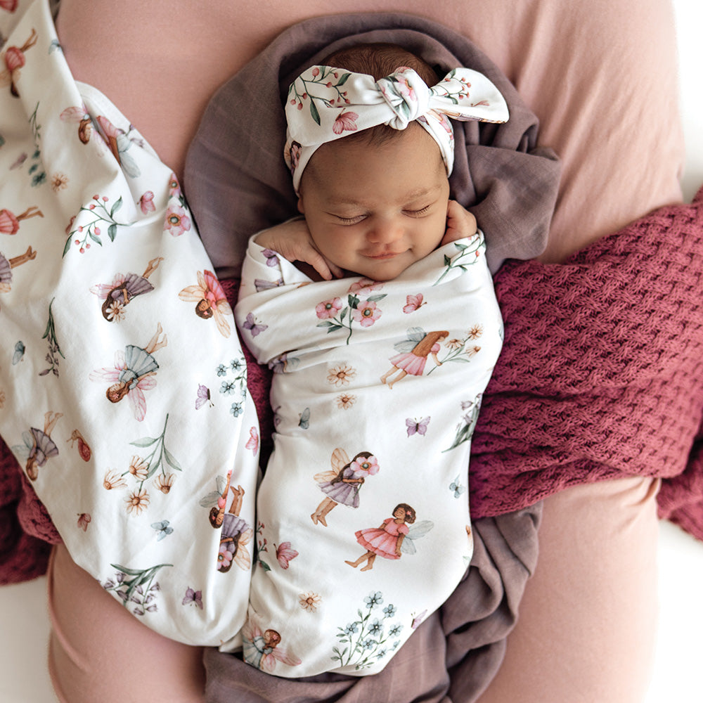 Fairy Garden Organic Jersey Wrap & Topknot Set - View 1