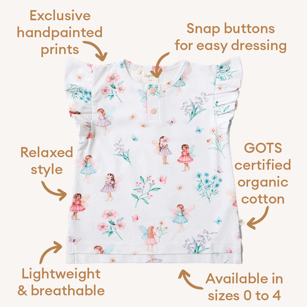 Fairy Garden Organic Short Sleeve Top with Frill - View 5