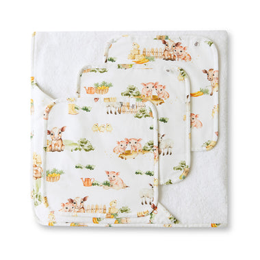Farm Organic Baby Towel & Wash Cloth Set | Snuggle Hunny