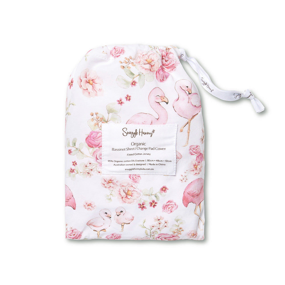Flamingos Organic Bassinet Sheet / Change Pad Cover - View 8