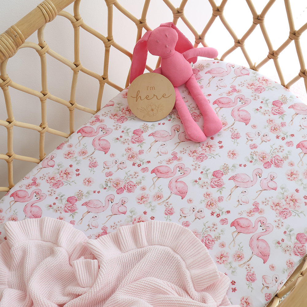 Flamingos Organic Bassinet Sheet / Change Pad Cover - View 5