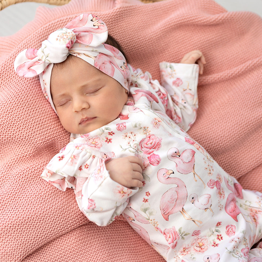 Flamingos Organic Snugglesuit Convertible Romper with Frill - View 8