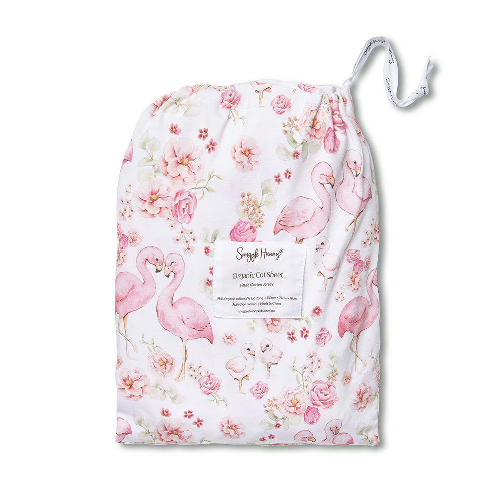 Flamingos Organic Fitted Cot Sheet - View 7