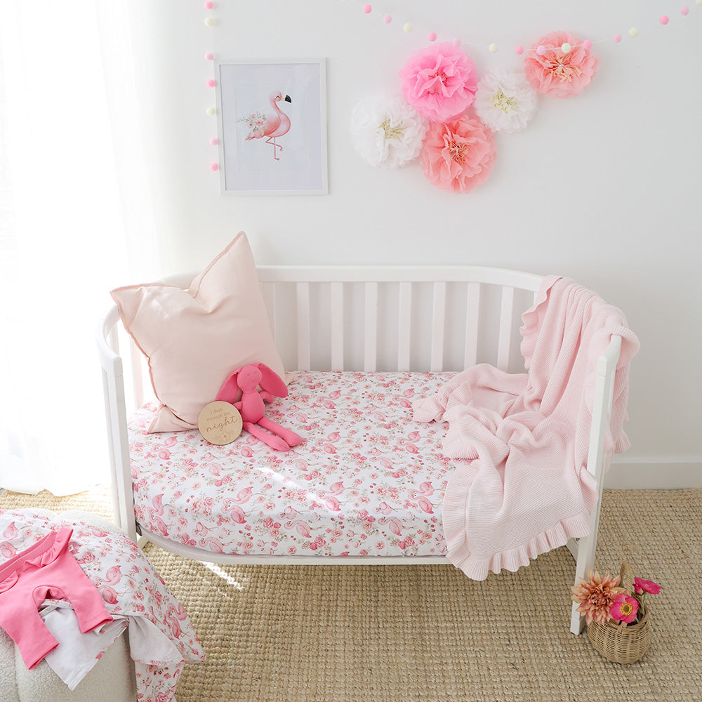 Flamingos Organic Fitted Cot Sheet - View 3