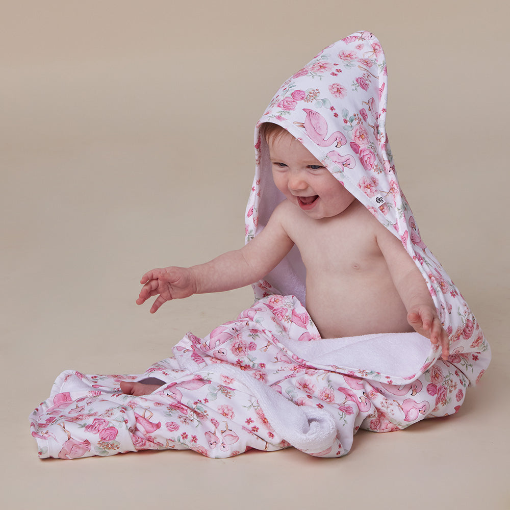 Flamingos Organic Hooded Baby Towel - View 5