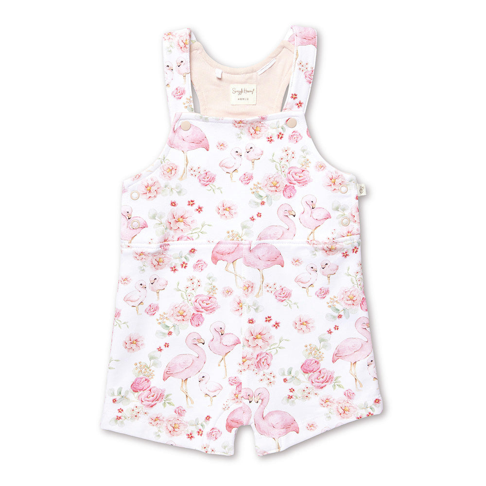 Flamingos Organic Snuggle Overall Shorts - View 2