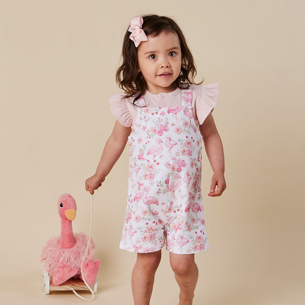 Flamingos Organic Snuggle Overall Shorts - View 4