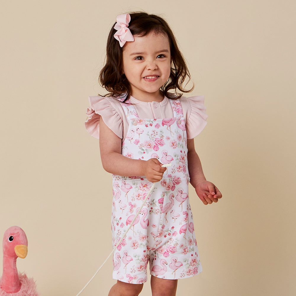 Flamingos Organic Snuggle Overall Shorts - View 3