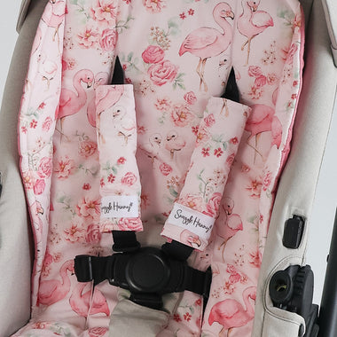 Flamingos Universal Reversible Pram Strap Covers | Snuggle Hunny