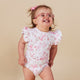 Flamingos Short Sleeve Organic Bodysuit with Frill - Thumbnail 4