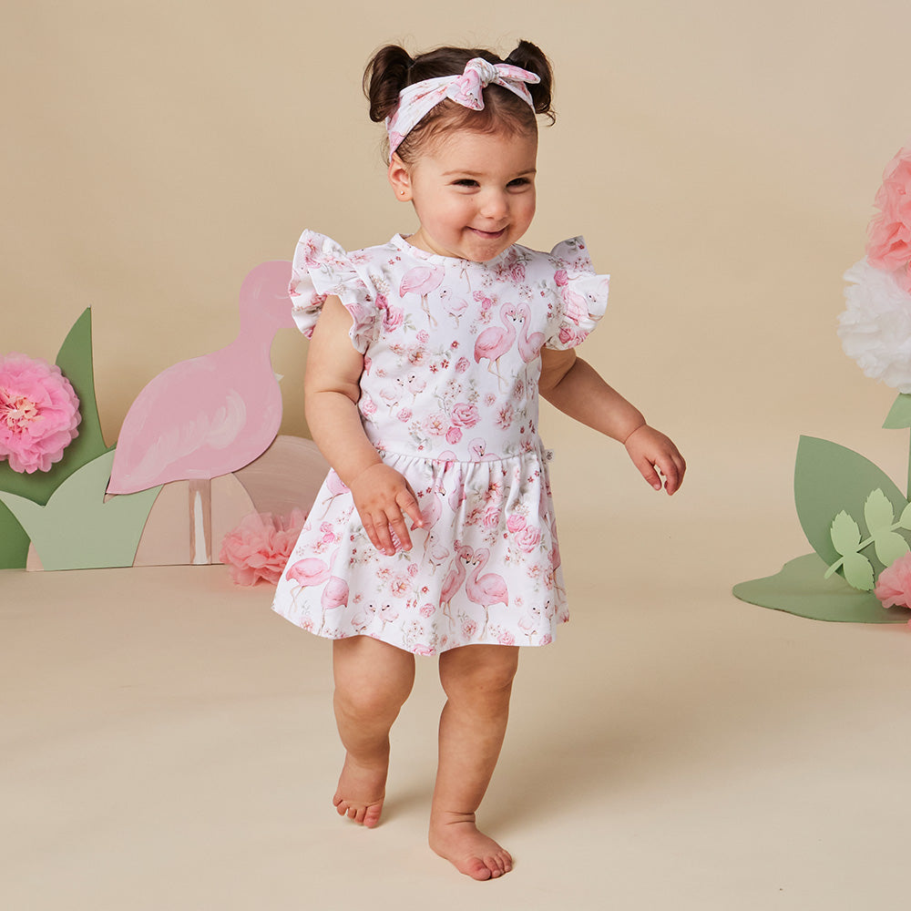 Flamingos Short Sleeve Organic Dress - View 10