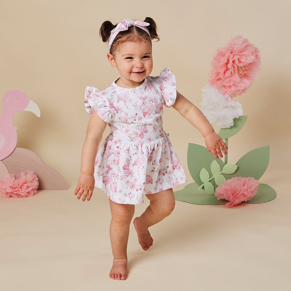 Flamingos Short Sleeve Organic Dress - View 17