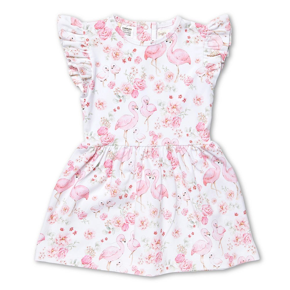 Flamingos Short Sleeve Organic Dress - View 8