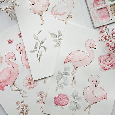Flamingos Original Watercolour | Snuggle Hunny