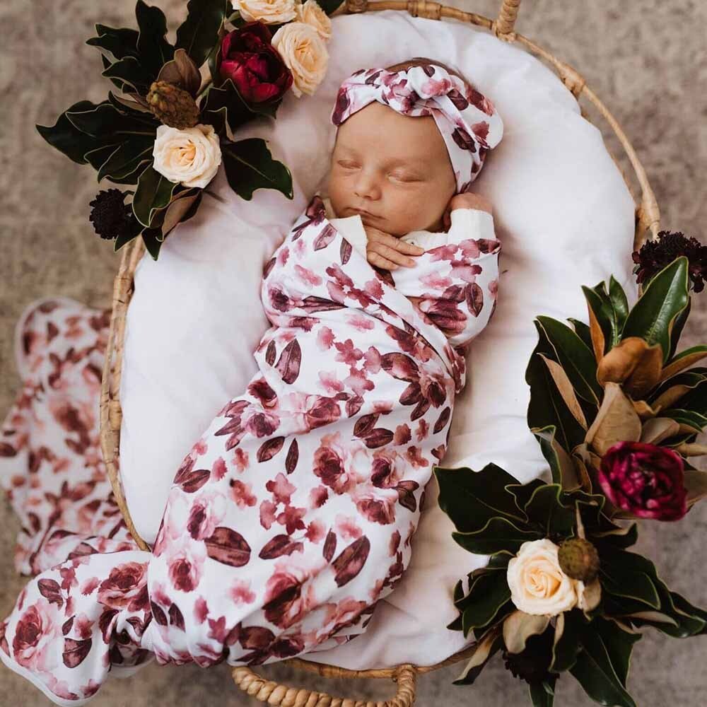Fleur Baby Jersey Wrap & Topknot Set-Snuggle Hunny