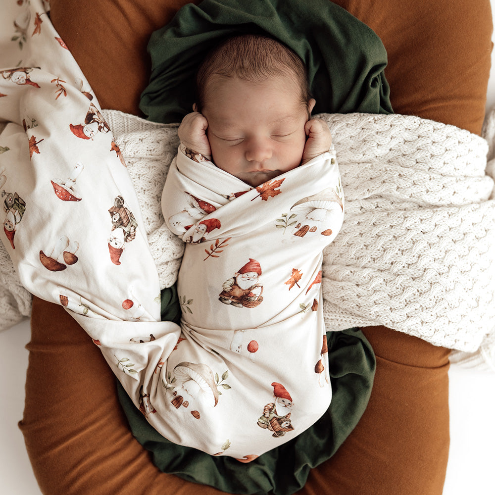 Gnomes Organic Jersey Wrap & Beanie Set - View 3