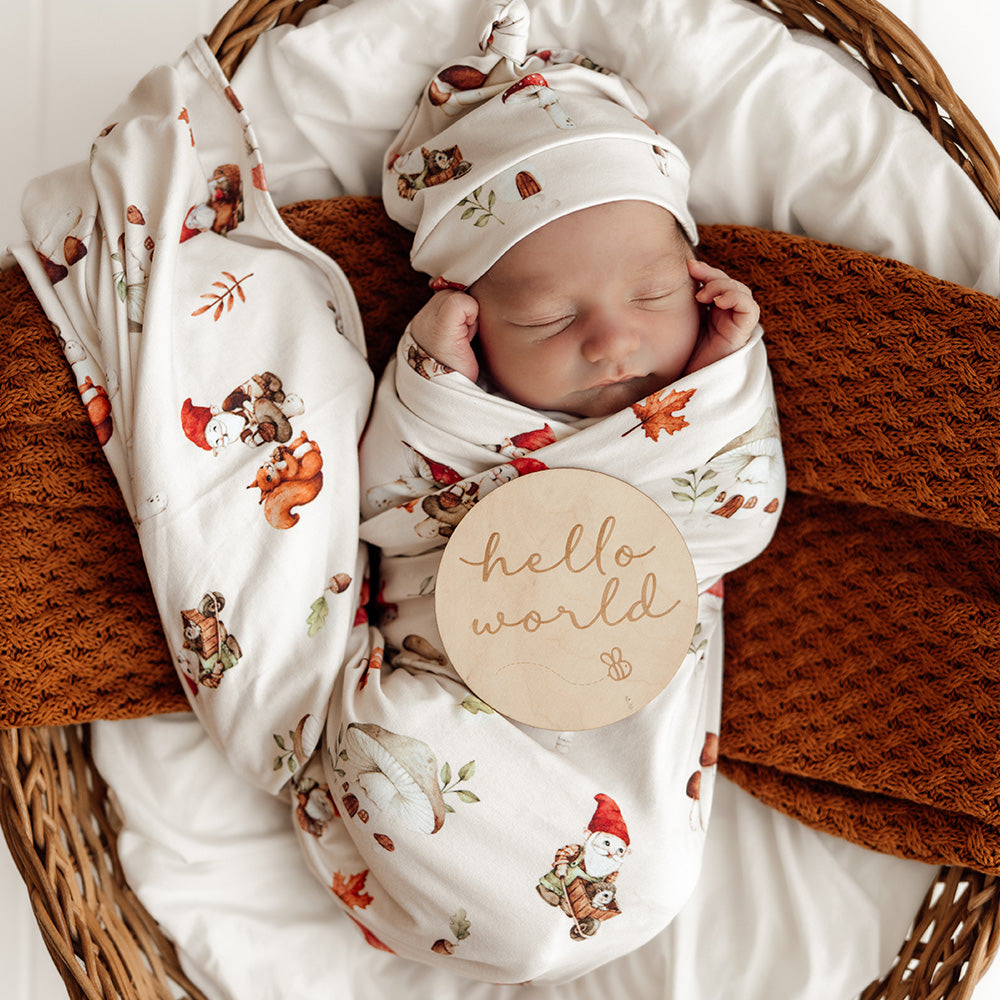 Gnomes Organic Jersey Wrap & Beanie Set - View 4