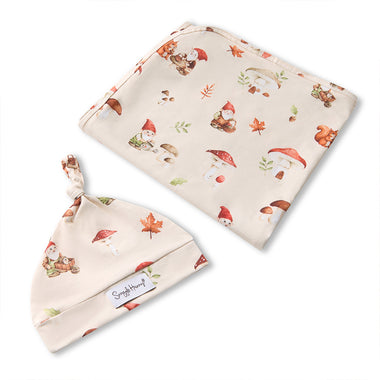 Gnomes Organic Jersey Wrap & Beanie Set | Snuggle Hunny