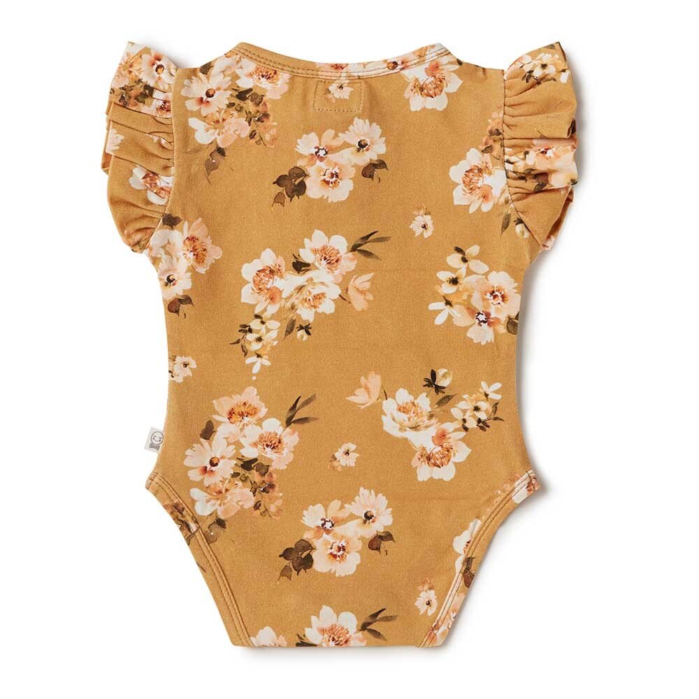 Golden Flower Short Sleeve Organic Bodysuit-Snuggle Hunny