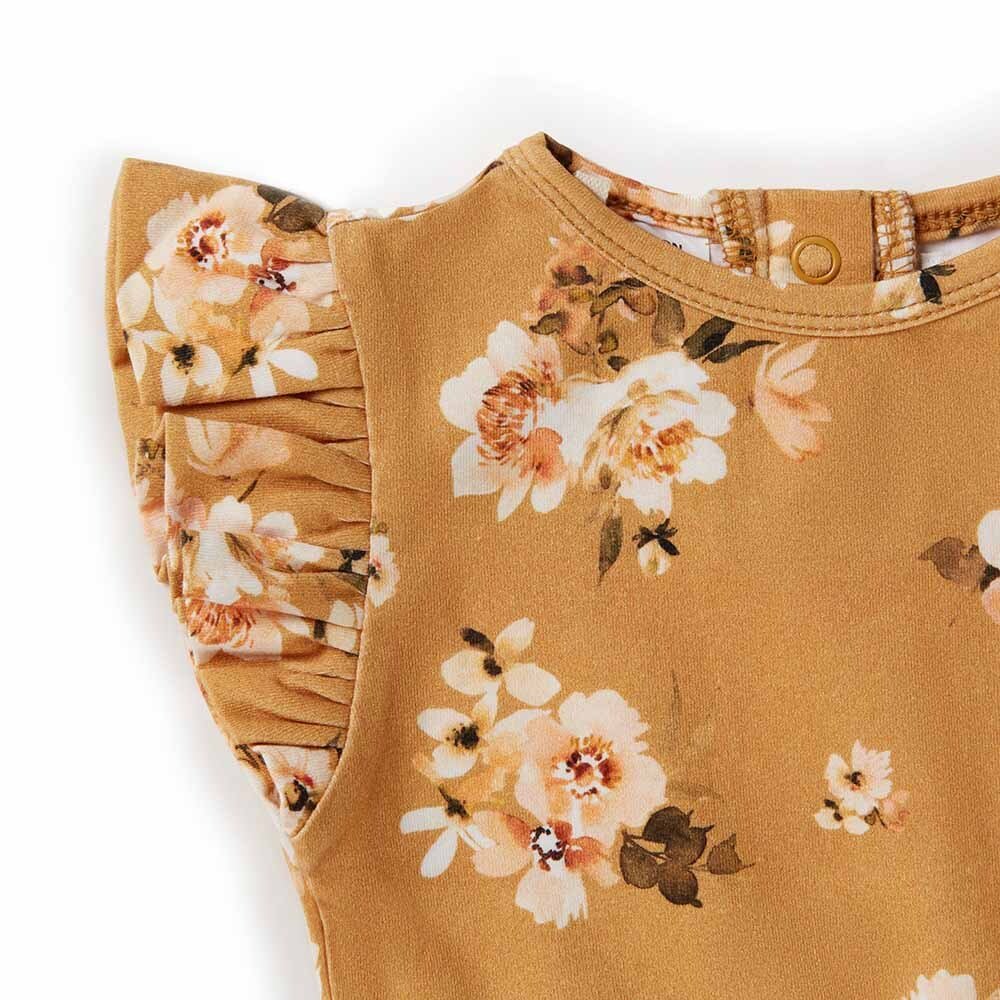 Golden Flower Short Sleeve Organic Bodysuit - View 4