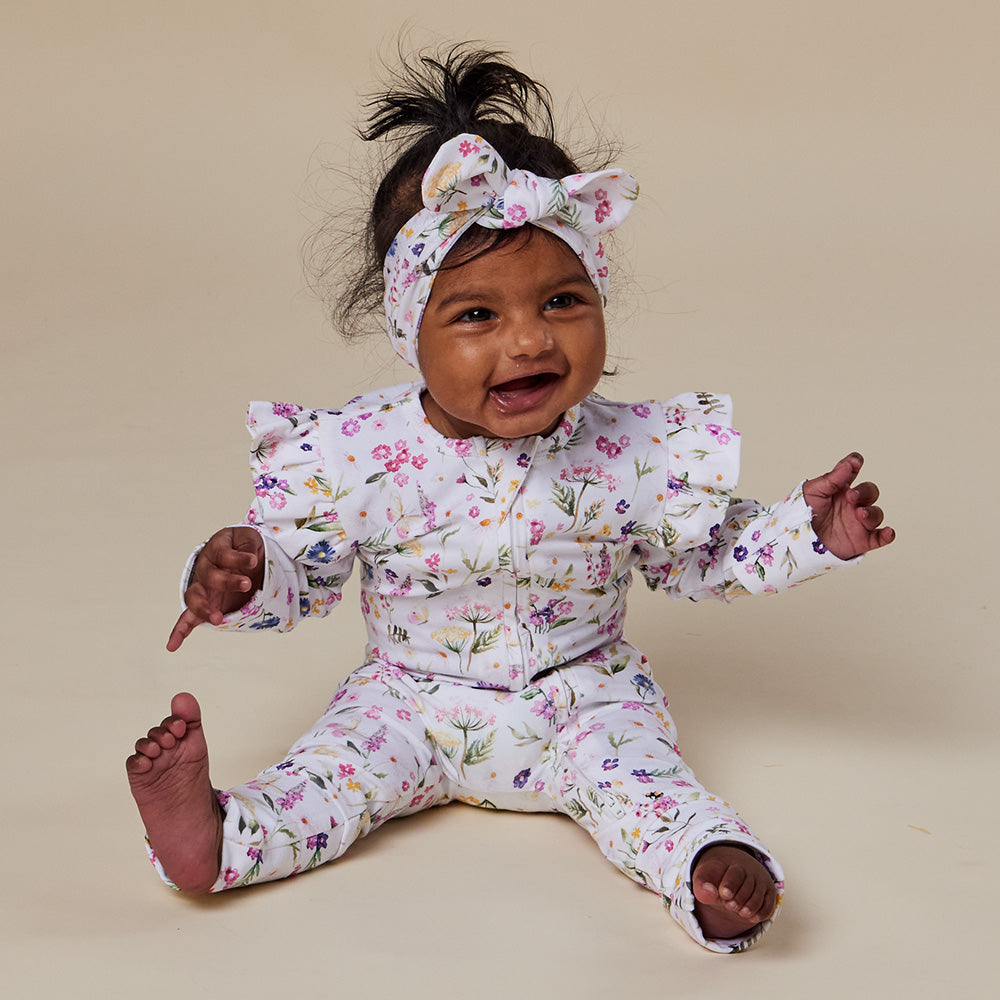 Gracie Organic Snugglesuit Convertible Romper with Frill - View 3
