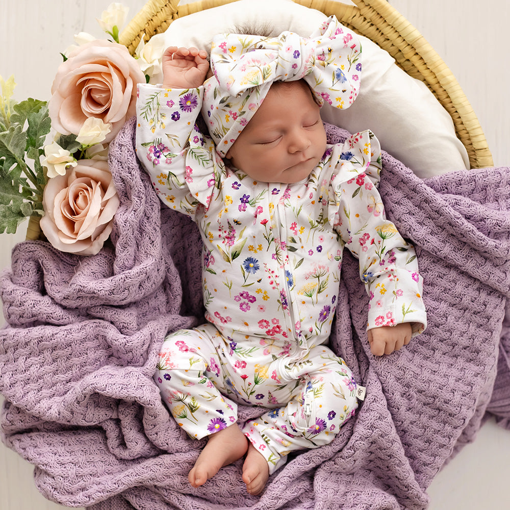 Gracie Organic Snugglesuit Convertible Romper with Frill - View 4
