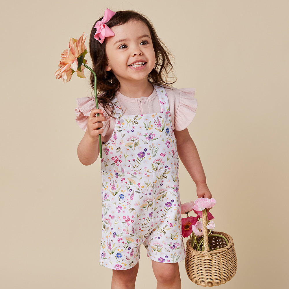 Gracie Organic Snuggle Overall Shorts - View 1