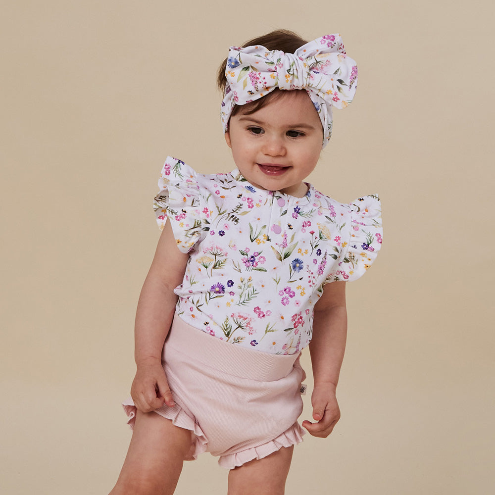 Gracie Short Sleeve Organic Bodysuit with Frill - View 4