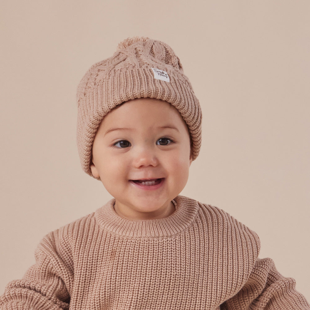 Hazelnut Organic Baby Knit Beanie - View 4
