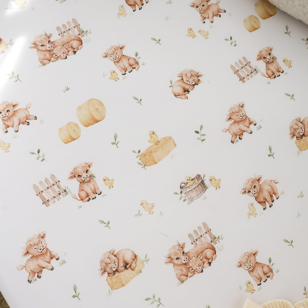 Highland Cows Organic Fitted Cot Sheet - View 2