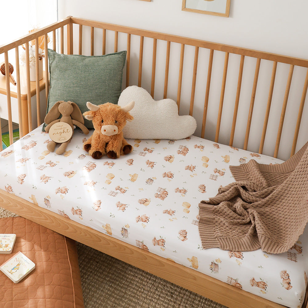 Highland Cows Organic Fitted Cot Sheet - View 1