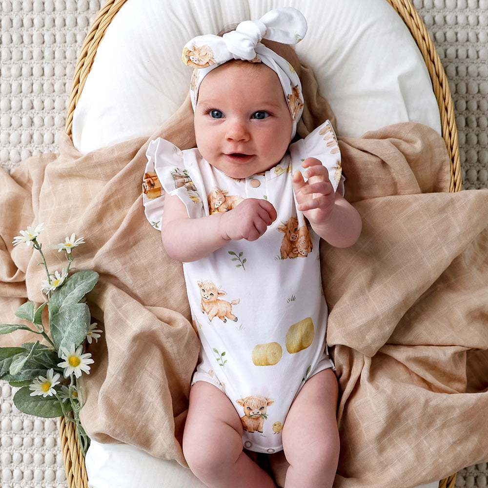 Highland Cows Short Sleeve Organic Bodysuit with Frill - View 8