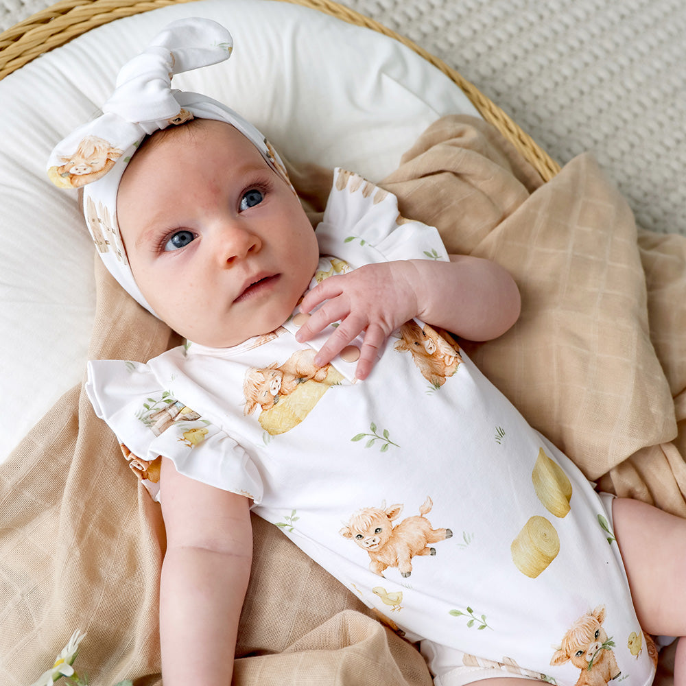 Highland Cows Short Sleeve Organic Bodysuit with Frill - View 4