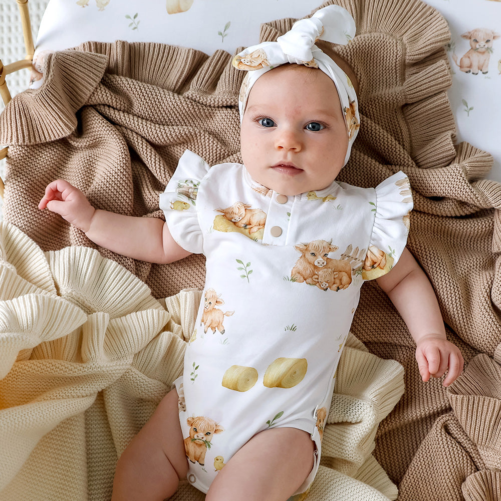 Highland Cows Short Sleeve Organic Bodysuit with Frill - View 12