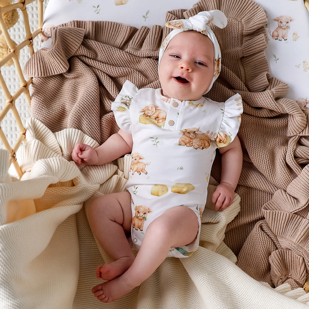 Highland Cows Short Sleeve Organic Bodysuit with Frill - View 6
