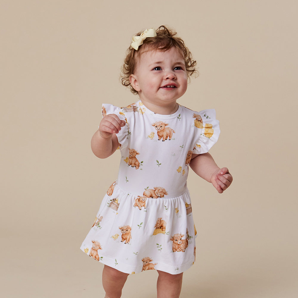 Highland Cows Short Sleeve Organic Dress - View 10