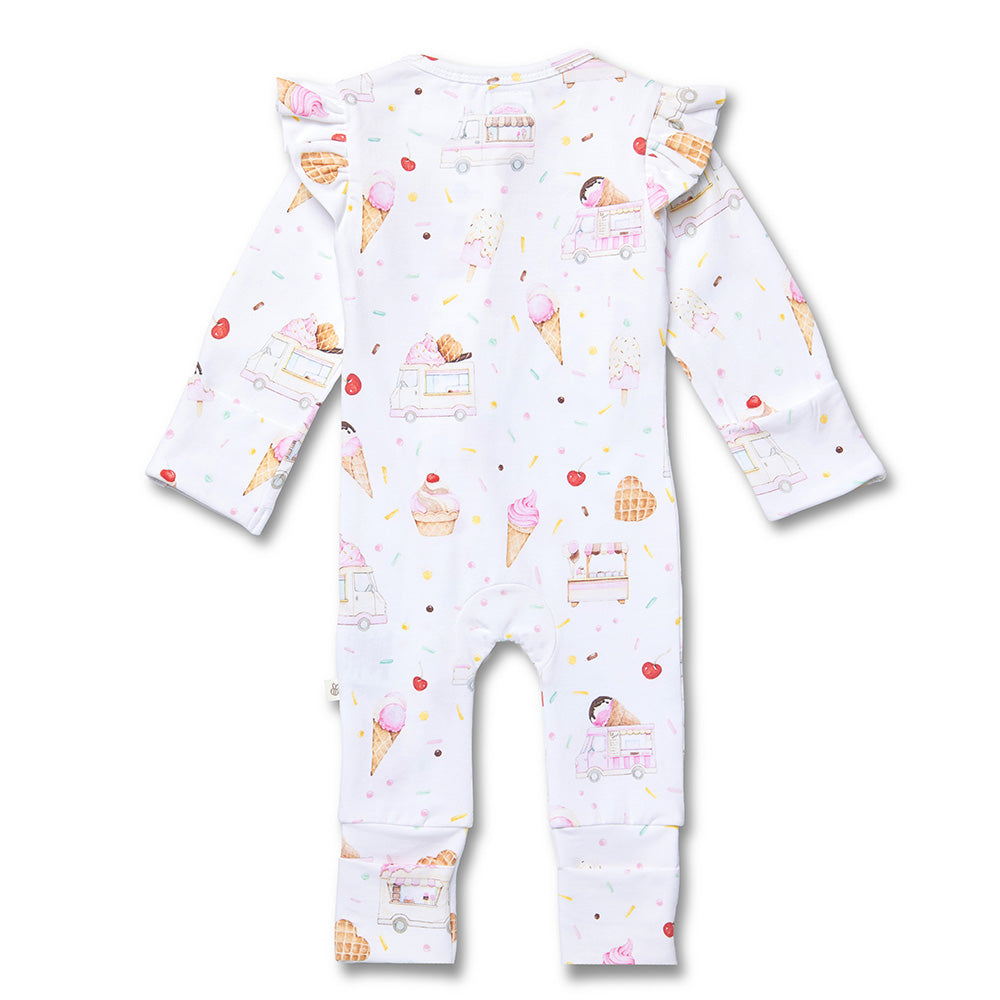 Ice Creams Organic Snugglesuit Convertible Romper with Frill - View 7